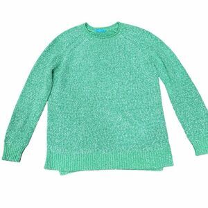💚 J. McLaughlin Green & White Knit Sweater - Women’s S - EUC✨